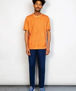 Folk Contrast Sleeve T-Shirt In Light Orange