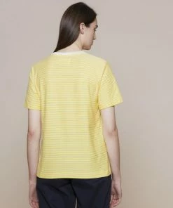 Folk 1 X 1 Stripe Tee Light Gold Ecru Portuguese Cotton