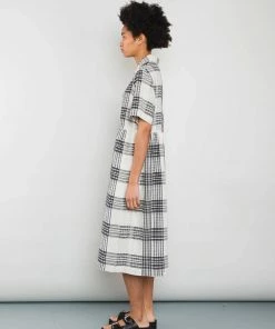 Folk Loom Dress In Milk & Black Alber Check