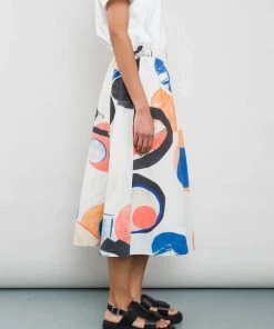Folk Multi Dot Skirt In Ecru Multi