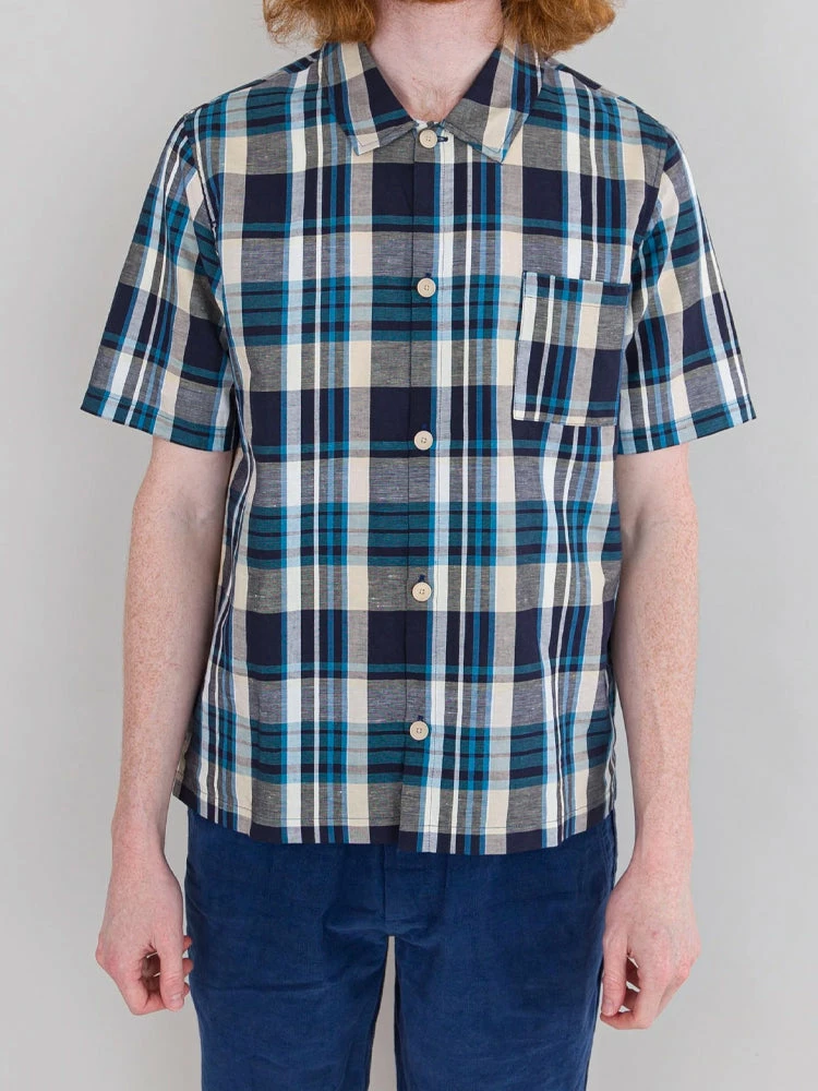 Folk Seoul Shirt In Yellow & Cyan Check 7 Folk Seoul Shirt In Yellow & Cyan Check