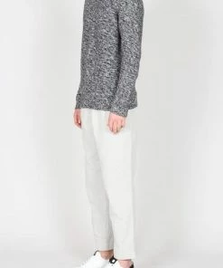 Folk Dark Navy Ecru Irregular Stripe Crew Last Piece