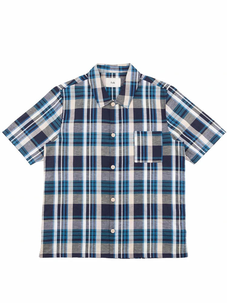 Folk Seoul Shirt In Yellow & Cyan Check 4 Folk Seoul Shirt In Yellow & Cyan Check