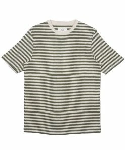 Folk Classic Stripe T-Shirt in Olive Ecru