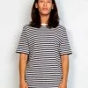 Folk Classic Stripe T-shirt In Soft Black & Ecru