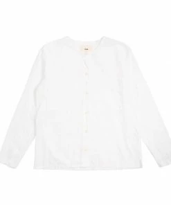 Folk Collarless Shirt White Texture