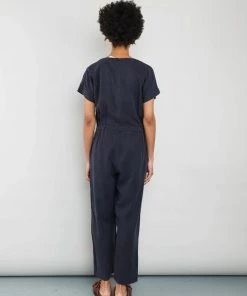 Folk Wrap Jumpsuit In Navy