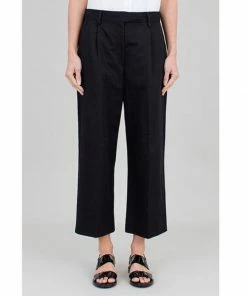 Folk Wide Pleated Trousers Black