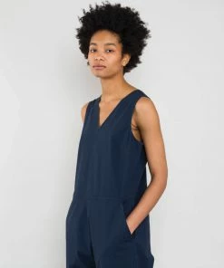 Folk Overall Jumpsuit In Navy Ripstock