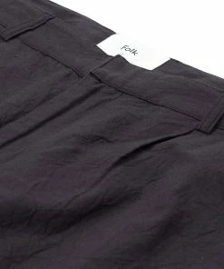 Folk Signal Pant In Soft Black Crinkle