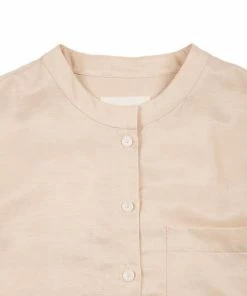 Folk Collarless Shirt Japanese Fabric Soft Pink