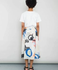 Folk Multi Dot Skirt In Ecru Multi