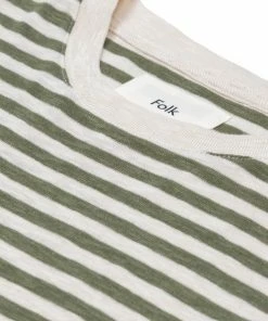 Folk Classic Stripe T-Shirt in Olive Ecru