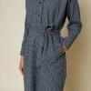 Folk Navy Stack Shirt Dress Mini Check
