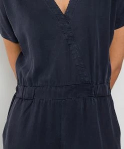 Folk Wrap Jumpsuit In Navy
