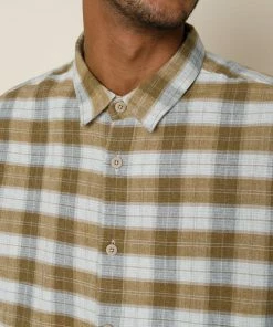 Folk Storm Shirt Tan Linear Check 7 Folk Storm Shirt Tan Linear Check