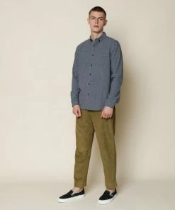 Folk Navy Relaxed Fit Mini Check Shirt Made In Portugal