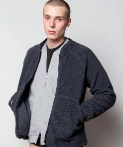 Folk Puzzle Zip Fleece Slate Melange