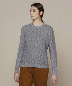 Folk Emboss Slub Crew Salt And Pepper