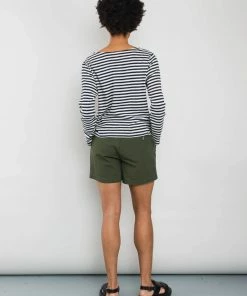 Folk Boat Neck T-Shirt In Navy & Ecru