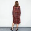 Folk LS Loom Dress Brick Red Windowpane