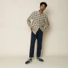 Folk Storm Shirt Tan Linear Check