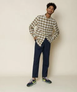 Folk Storm Shirt Tan Linear Check