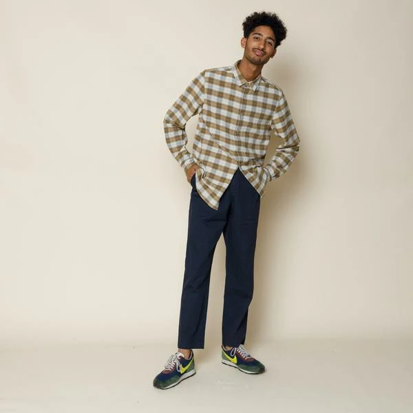 Folk Storm Shirt Tan Linear Check 3 Folk Storm Shirt Tan Linear Check