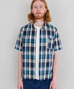 Folk Seoul Shirt In Yellow & Cyan Check