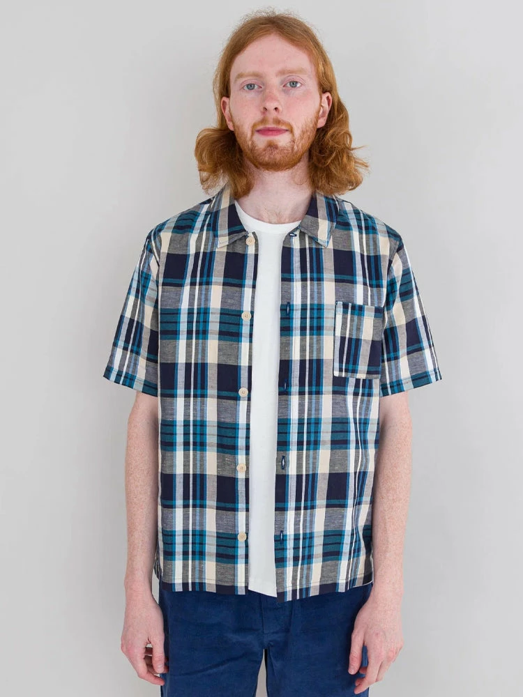 Folk Seoul Shirt In Yellow & Cyan Check 3 Folk Seoul Shirt In Yellow & Cyan Check