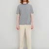 Folk 1x1 Stripe T-Shirt In Charcoal & Ecru 2 Folk 1x1 Stripe T-Shirt In Charcoal & Ecru