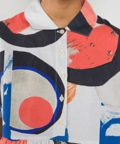 Folk Loom Dress In Ecru Multi Dot Light