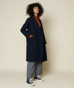 Folk Brushed Navy Robe Twill Coat Made In Portugal 7 Folk Brushed Navy Robe Twill Coat Made In Portugal