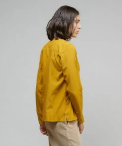 Folk Collarless Shirt Yellow