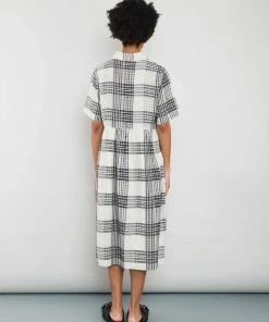 Folk Loom Dress In Milk & Black Alber Check