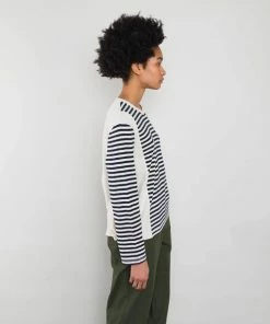 Folk Striped Long Sleeved Tee Navy/Ecru