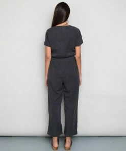 Folk Wrap Jumpsuit Charcoal