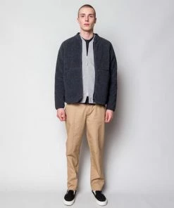 Folk Puzzle Zip Fleece Slate Melange