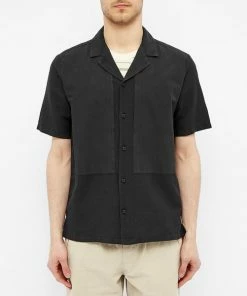 Folk Overlay Ss Shirt Soft Black