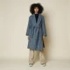 Folk Robe Twill Coat Blue Melange Made In Portugal