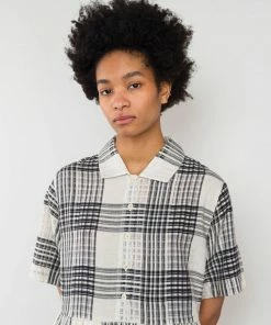 Folk Loom Dress In Milk & Black Alber Check