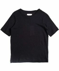 Folk Cotton Linen Tee Black