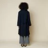 Folk Brushed Navy Robe Twill Coat Made In Portugal