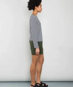 Folk Boat Neck T-Shirt In Navy & Ecru