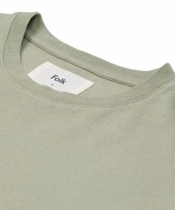 Folk Contrast Sleeve T-Shirt in Olive