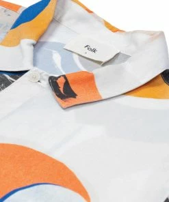 Folk Gabe Shirt In Ecru Multi Dot