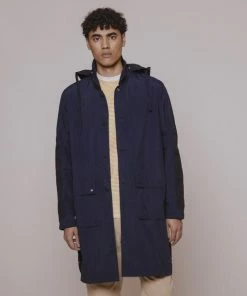 Folk Navy Hooded Mac