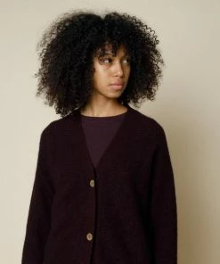 Folk Aubergine Melange Loom Cardigan