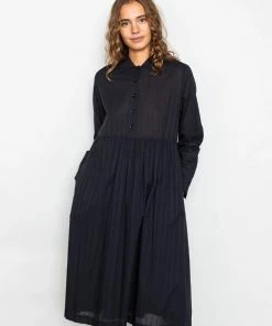 Folk Loom Dress In Black Navy