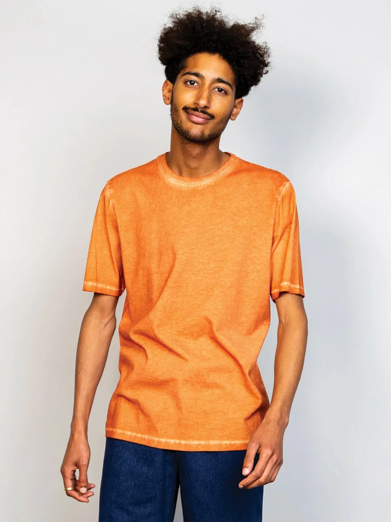 Folk Contrast Sleeve T-Shirt In Light Orange 3 Folk Contrast Sleeve T-Shirt In Light Orange
